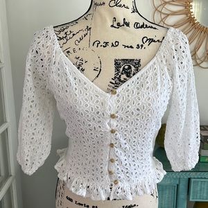 White eyelete  blouse